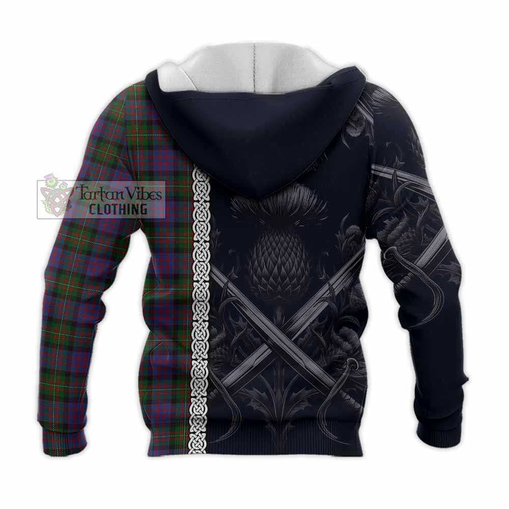 MacDonell (McDonell) Tartan Knitted Hoodie with Family Crest Cross Sword Thistle Celtic Vibes - Tartan Vibes Clothing