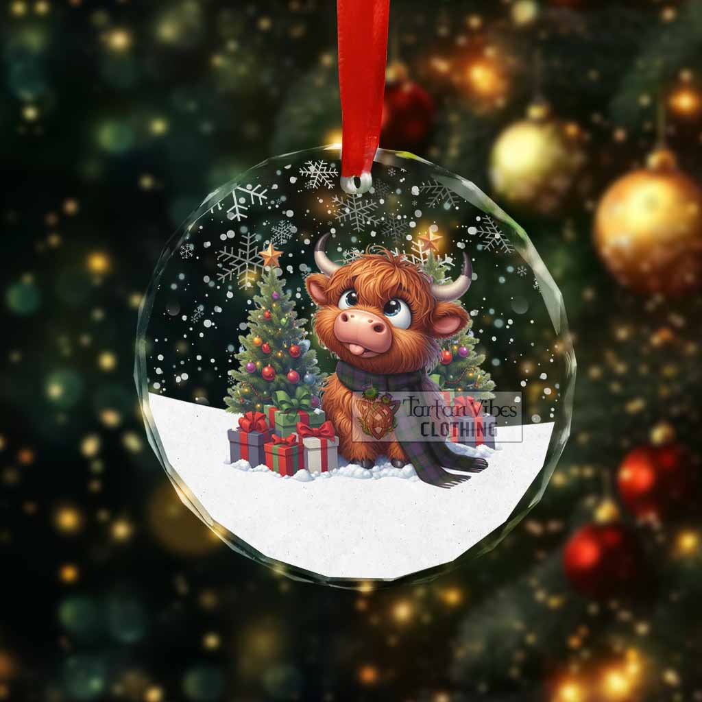 MacDonell (McDonell) Clan Christmas Glass Ornament with Adorable Highland Coo - Tartan Vibes Clothing