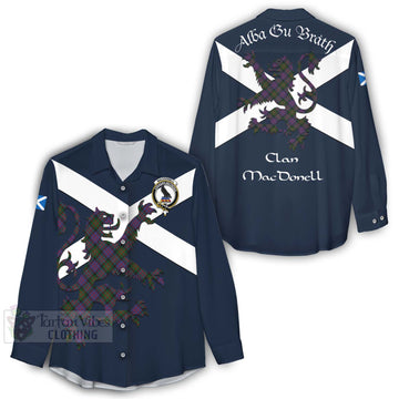 MacDonell (McDonell) Tartan Lion Rampant Women's Casual Shirt Proudly Display Your Heritage with Alba Gu Brath and Clan Name - Tartan Vibes Clothing