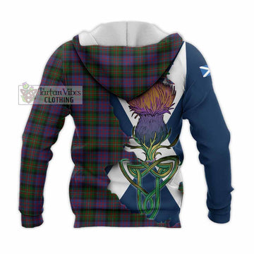 Tartan Vibes Clothing MacDonell (McDonell) Tartan Family Crest Knitted Hoodie Scottish Thistle Celtic Inspired