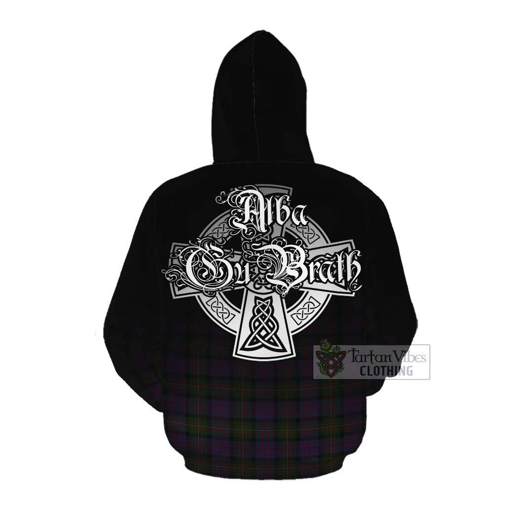 Tartan Vibes Clothing MacDonell (McDonell) Tartan Cotton Hoodie Featuring Alba Gu Brath Family Crest Celtic Inspired