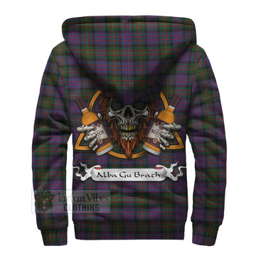 MacDonell (McDonell) Tartan Sherpa Hoodie with Family Crest and Bearded Skull Holding Bottles of Whiskey - Tartan Vibes Clothing