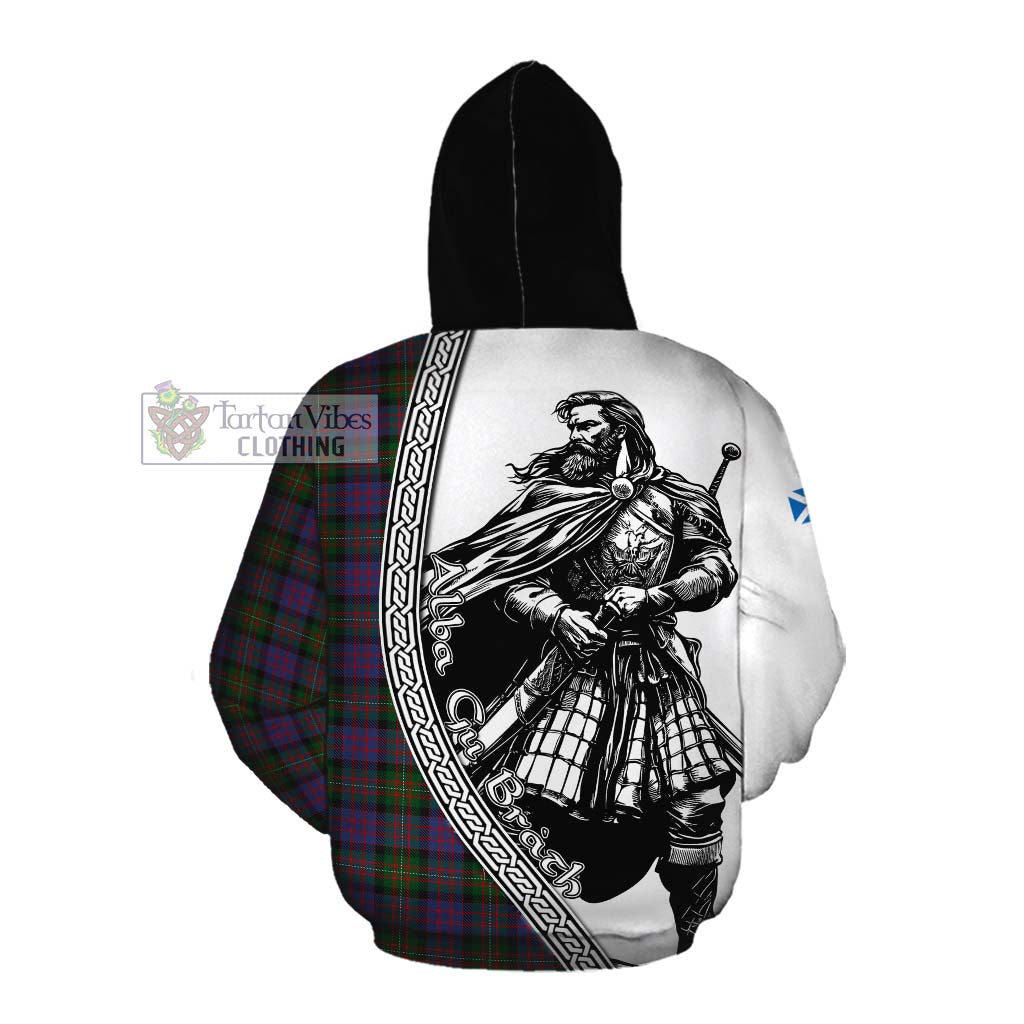 MacDonell (McDonell) Tartan Clan Crest Cotton Hoodie with Highlander Warrior Celtic Style Pullover Hoodie - Tartan Vibes Clothing