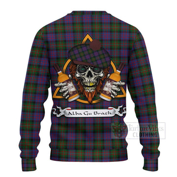 MacDonell (McDonell) Tartan Ugly Sweater with Family Crest and Bearded Skull Holding Bottles of Whiskey - Tartan Vibes Clothing