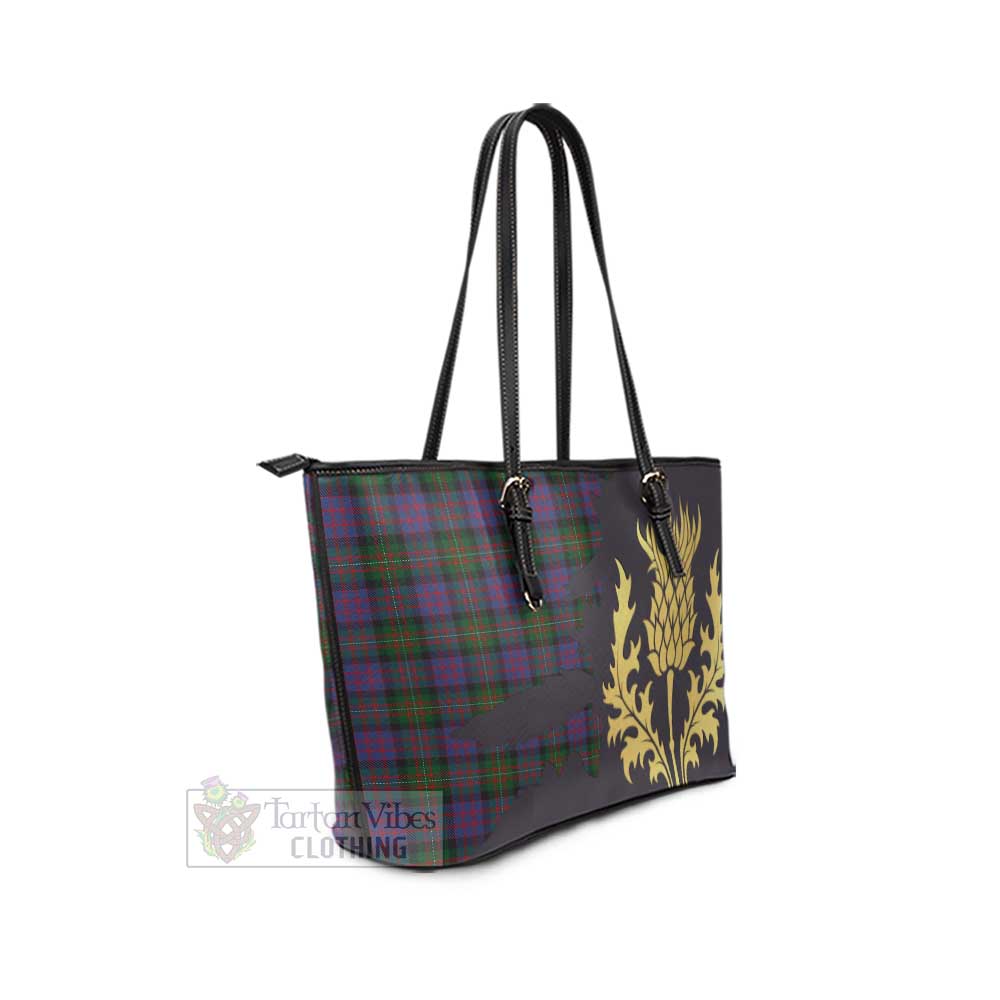 MacDonell (McDonell) Tartan Leather Tote Bag Gold Thistle Style - Tartan Vibes Clothing
