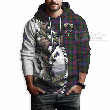 MacDonell (McDonell) Tartan Hoodie with Family Crest and St. Andrew's Cross Accented by Thistle Vines - Tartan Vibes Clothing