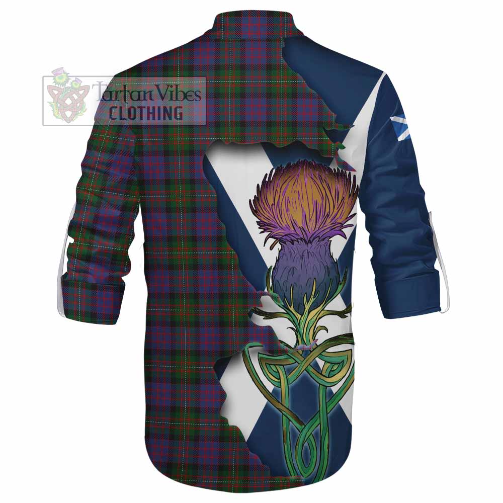 Tartan Vibes Clothing MacDonell (McDonell) Tartan Family Crest Ghillie Kilt Shirt Scottish Thistle Celtic Inspired