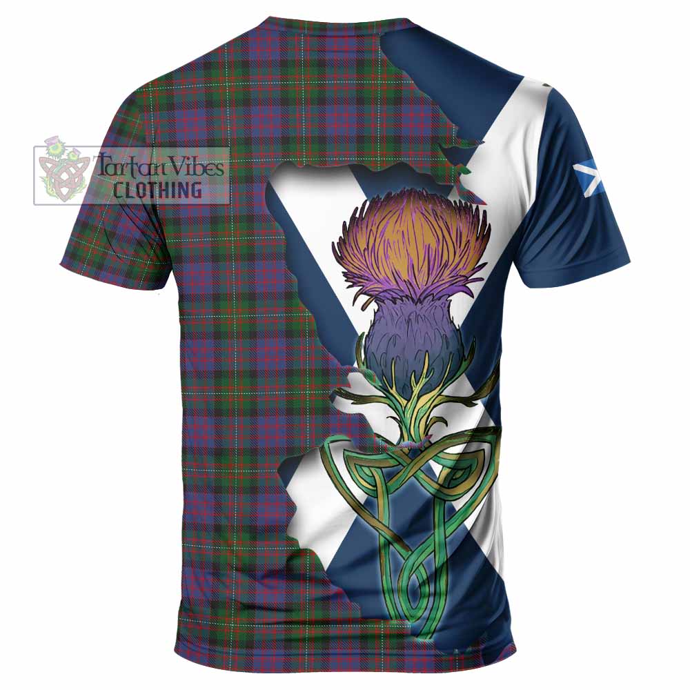 Tartan Vibes Clothing MacDonell (McDonell) Tartan Family Crest T-Shirt Scottish Thistle Celtic Inspired