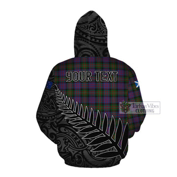 Tartan Vibes Clothing MacDonell (McDonell) Crest Tartan Cotton Hoodie with New Zealand Silver Fern Half Style