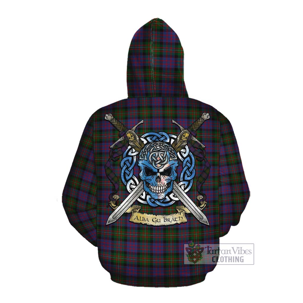 MacDonell (McDonell) Tartan Cotton Hoodie with Family Crest Celtic Skull Style Pullover Hoodie - Tartan Vibes Clothing