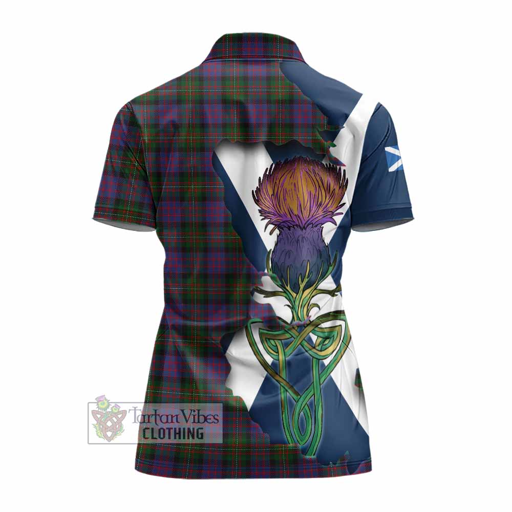 Tartan Vibes Clothing MacDonell (McDonell) Tartan Family Crest Women's Polo Shirt Scottish Thistle Celtic Inspired