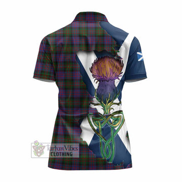 Tartan Vibes Clothing MacDonell (McDonell) Tartan Family Crest Women's Polo Shirt Scottish Thistle Celtic Inspired