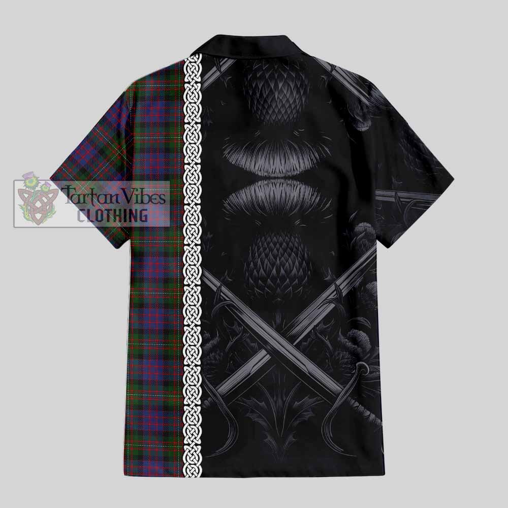 MacDonell (McDonell) Tartan Hawaiian Shirt with Family Crest Cross Sword Thistle Celtic Vibes - Tartan Vibes Clothing