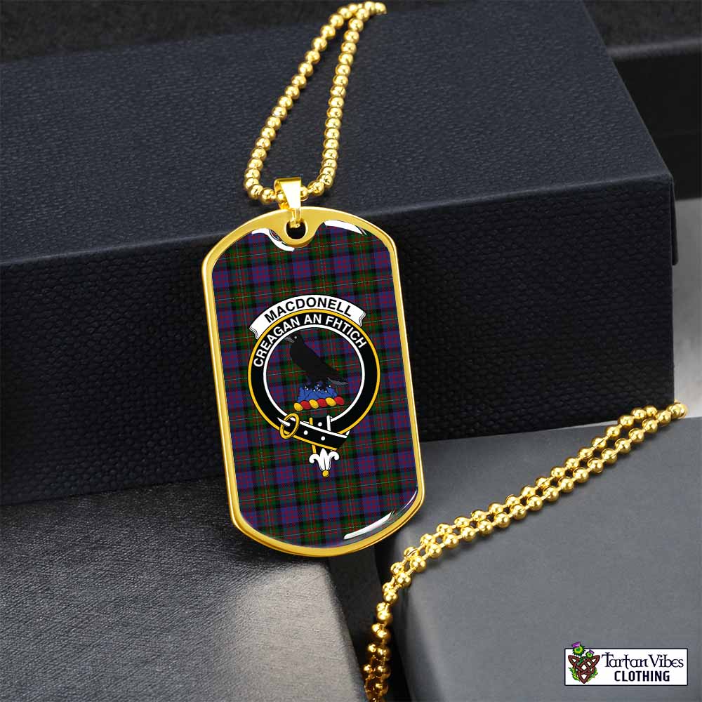 MacDonell (McDonell) Tartan Dog Tag Necklace with Family Crest Gold No - Tartan Vibes Clothing
