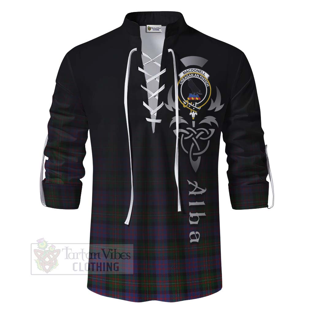 MacDonell (McDonell) Tartan Ghillie Kilt Shirt Featuring Alba Gu Brath Family Crest Celtic Inspired - Tartan Vibes Clothing