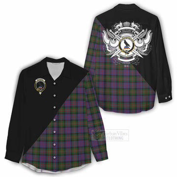 MacDonell (McDonell) Tartan Women's Casual Shirt with Family Crest and Military Logo Style - Tartan Vibes Clothing
