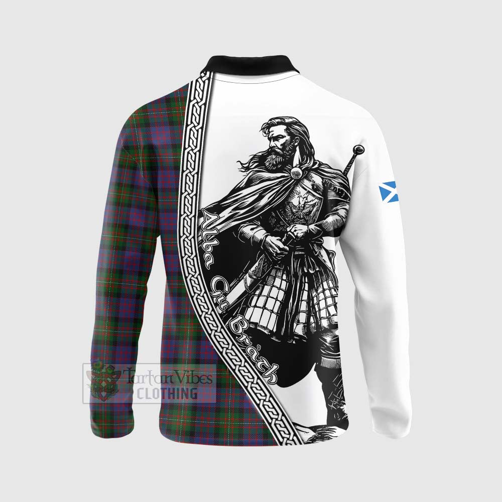 MacDonell (McDonell) Tartan Clan Crest Long Sleeve Polo Shirt with Highlander Warrior Celtic Style - Tartan Vibes Clothing