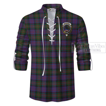 MacDonell (McDonell) Tartan Ghillie Kilt Shirt with Family Crest and Bearded Skull Holding Bottles of Whiskey - Tartan Vibes Clothing