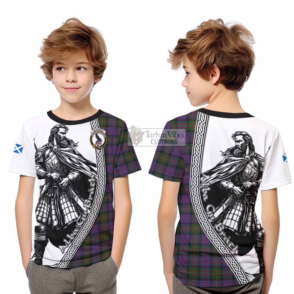 MacDonell (McDonell) Tartan Clan Crest Kid T-Shirt with Highlander Warrior Celtic Style - Tartan Vibes Clothing