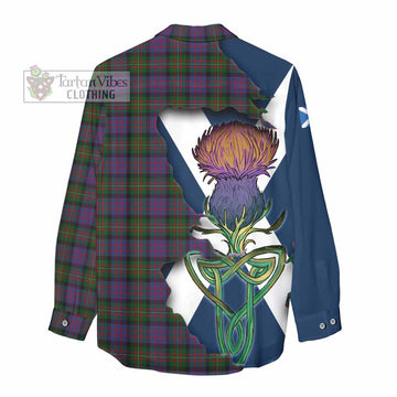 Tartan Vibes Clothing MacDonell (McDonell) Tartan Family Crest Women's Casual Shirt Scottish Thistle Celtic Inspired
