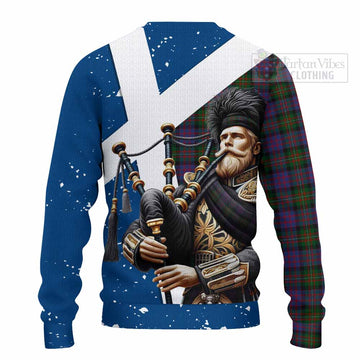 MacDonell (McDonell) Tartan Knitted Sweater with Family Crest Scottish Bagpiper Vibes - Tartan Vibes Clothing