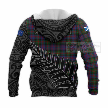 Tartan Vibes Clothing MacDonell (McDonell) Crest Tartan Knitted Hoodie with New Zealand Silver Fern Half Style