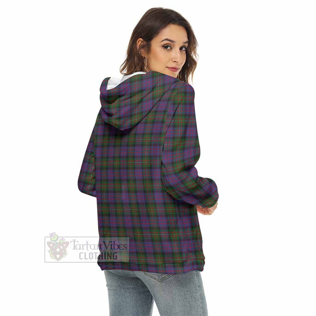 MacDonell (McDonell) Tartan Women's Borg Fleece Hoodie with Half Zip with Family Crest - Tartan Vibes Clothing