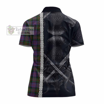 MacDonell (McDonell) Tartan Women's Polo Shirt with Family Crest Cross Sword Thistle Celtic Vibes - Tartan Vibes Clothing