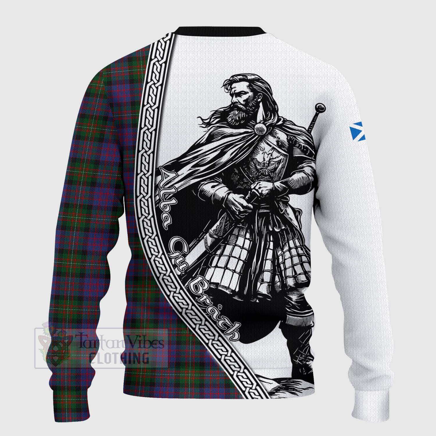 MacDonell (McDonell) Tartan Clan Crest Knitted Sweater with Highlander Warrior Celtic Style - Tartan Vibes Clothing