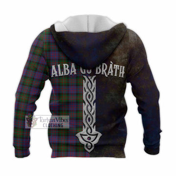 Tartan Vibes Clothing MacDonell (McDonell) Tartan Family Crest Knitted Hoodie Alba Gu Brath Be Brave Lion Ancient Style