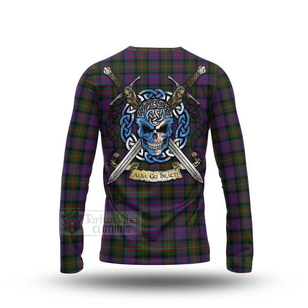 MacDonell (McDonell) Tartan Long Sleeve T-Shirt with Family Crest Celtic Skull Style - Tartan Vibes Clothing