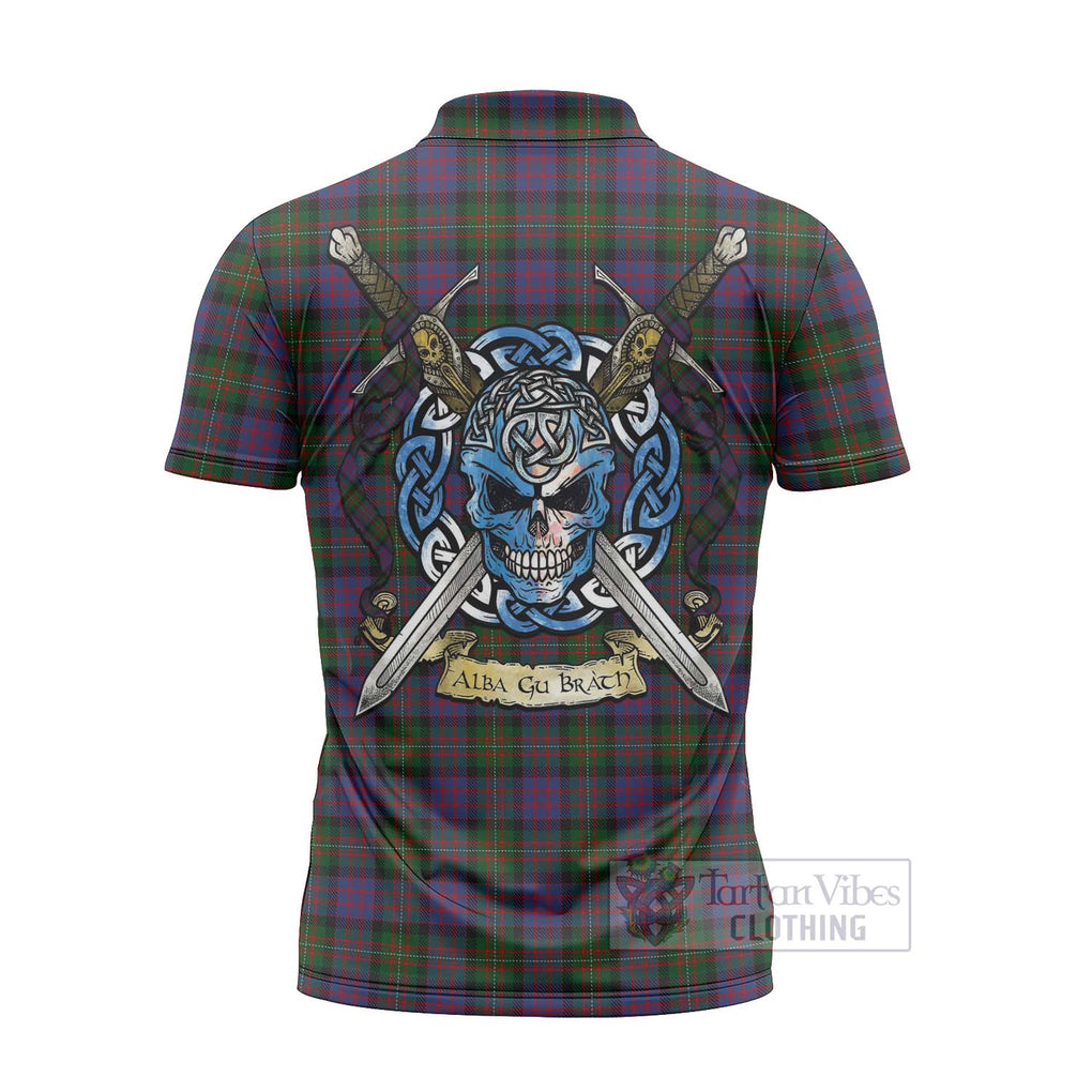 MacDonell (McDonell) Tartan Zipper Polo Shirt with Family Crest Celtic Skull Style - Tartan Vibes Clothing