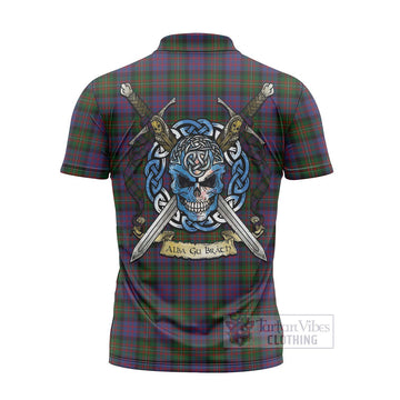 MacDonell (McDonell) Tartan Zipper Polo Shirt with Family Crest Celtic Skull Style - Tartan Vibes Clothing