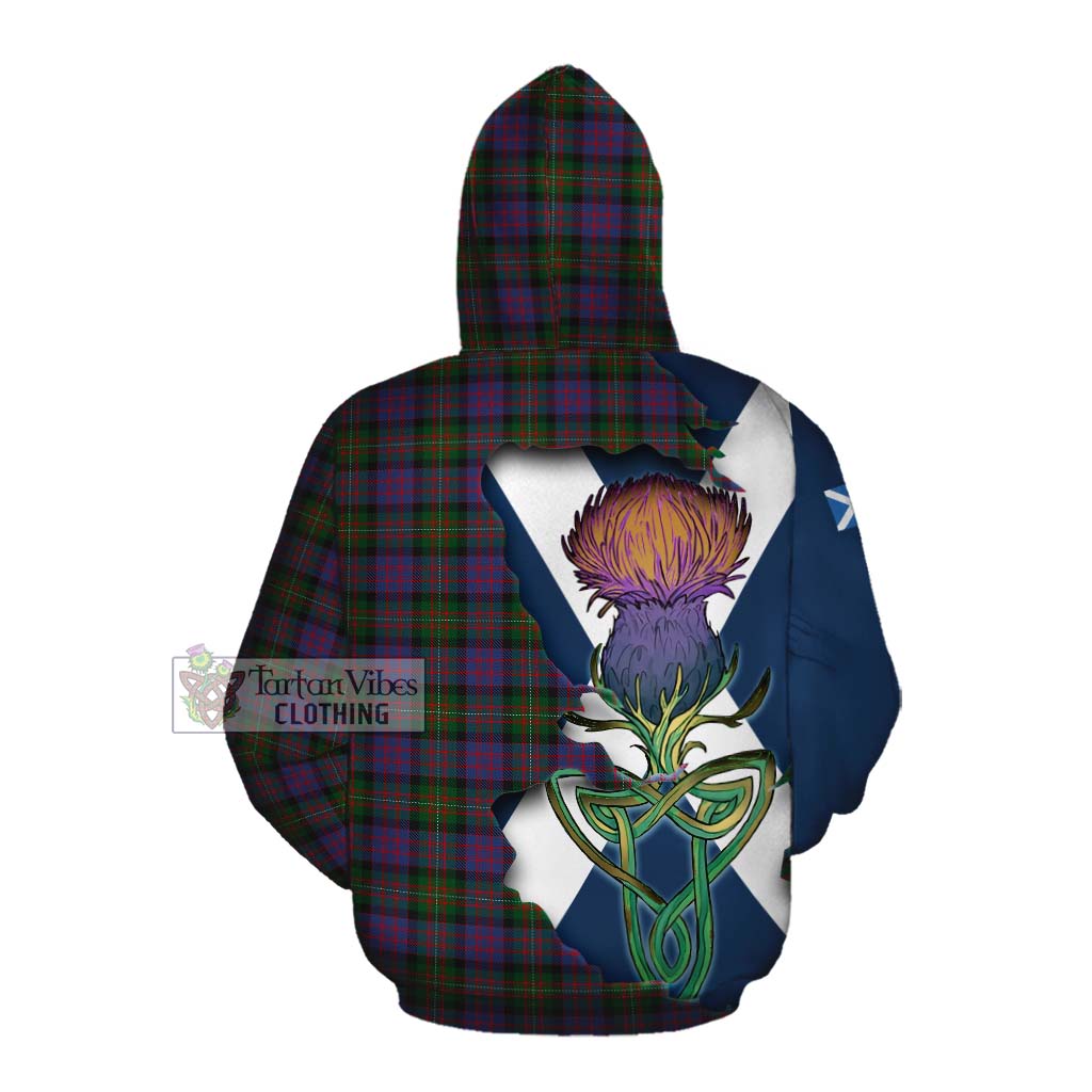 Tartan Vibes Clothing MacDonell (McDonell) Tartan Family Crest Cotton Hoodie Scottish Thistle Celtic Inspired