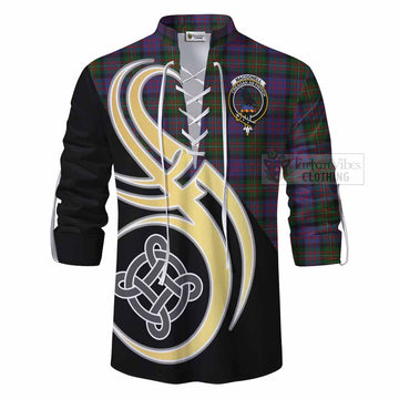 MacDonell (McDonell) Tartan Ghillie Kilt Shirt with Family Crest and Celtic Symbol Style - Tartan Vibes Clothing