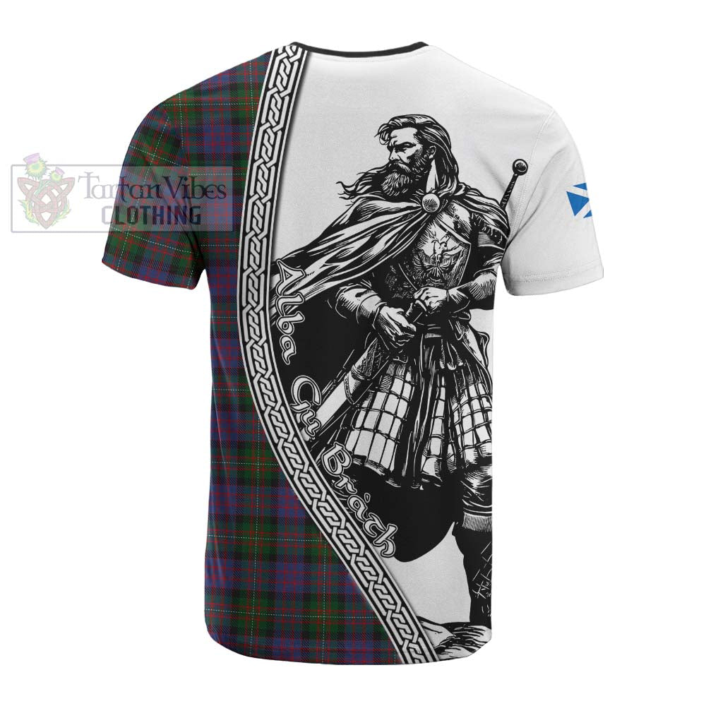 MacDonell (McDonell) Tartan Clan Crest Cotton T-shirt with Highlander Warrior Celtic Style