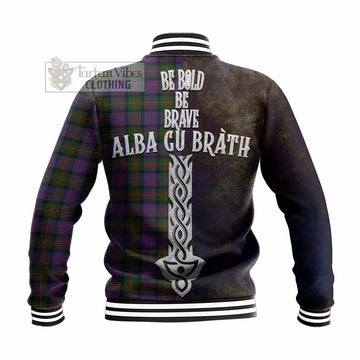 Tartan Vibes Clothing MacDonell (McDonell) Tartan Family Crest Baseball Jacket Alba Gu Brath Be Brave Lion Ancient Style