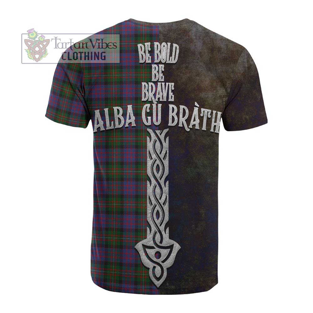 Tartan Vibes Clothing MacDonell (McDonell) Tartan Family Crest Cotton T-shirt Alba Gu Brath Be Brave Lion Ancient Style