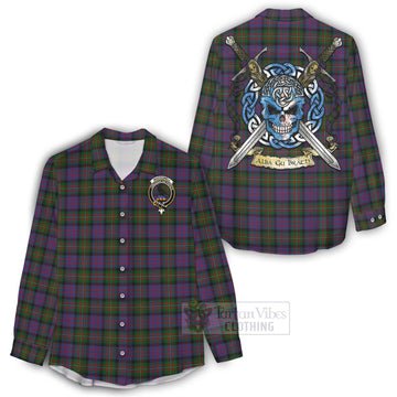 MacDonell (McDonell) Tartan Women's Casual Shirt with Family Crest Celtic Skull Style - Tartan Vibes Clothing