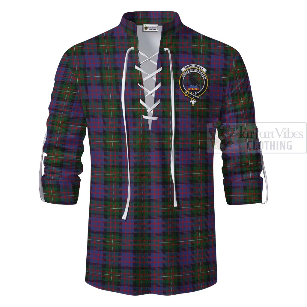MacDonell (McDonell) Tartan Ghillie Kilt Shirt with Family Crest Celtic Skull Style - Tartan Vibes Clothing