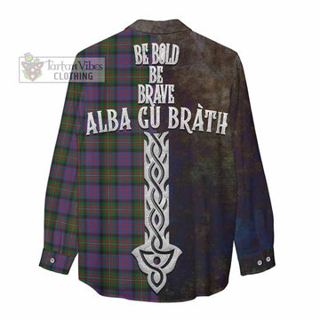MacDonell (McDonell) Tartan Family Crest Women's Casual Shirt Alba Gu Brath Be Brave Lion Ancient Style - Tartan Vibes Clothing