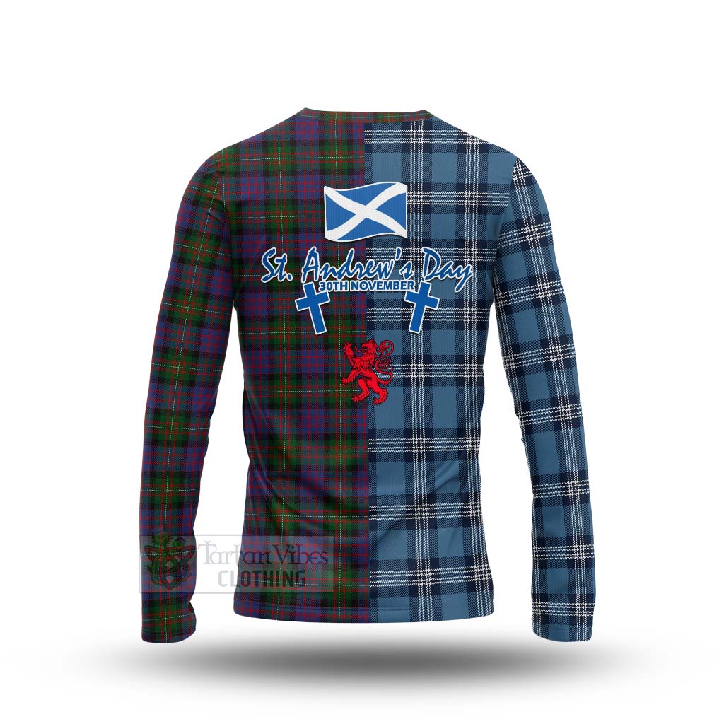 MacDonell (McDonell) Tartan Long Sleeve T-Shirt Happy St. Andrew's Day Half Tartan Style - Tartan Vibes Clothing
