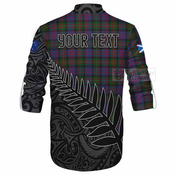 Tartan Vibes Clothing MacDonell (McDonell) Crest Tartan Ghillie Kilt Shirt with New Zealand Silver Fern Half Style