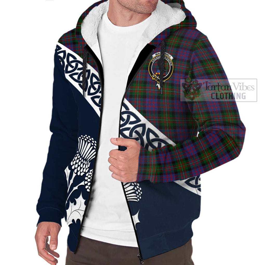 MacDonell (McDonell) Tartan Sherpa Hoodie Featuring Thistle and Scotland Map - Tartan Vibes Clothing