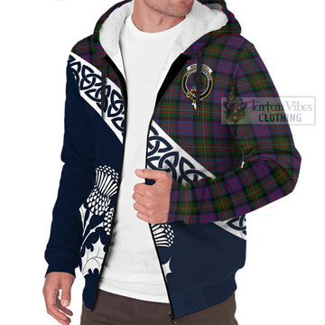 MacDonell (McDonell) Tartan Sherpa Hoodie Featuring Thistle and Scotland Map - Tartan Vibes Clothing