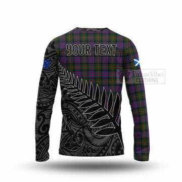 Tartan Vibes Clothing MacDonell (McDonell) Crest Tartan Long Sleeve T-Shirt with New Zealand Silver Fern Half Style