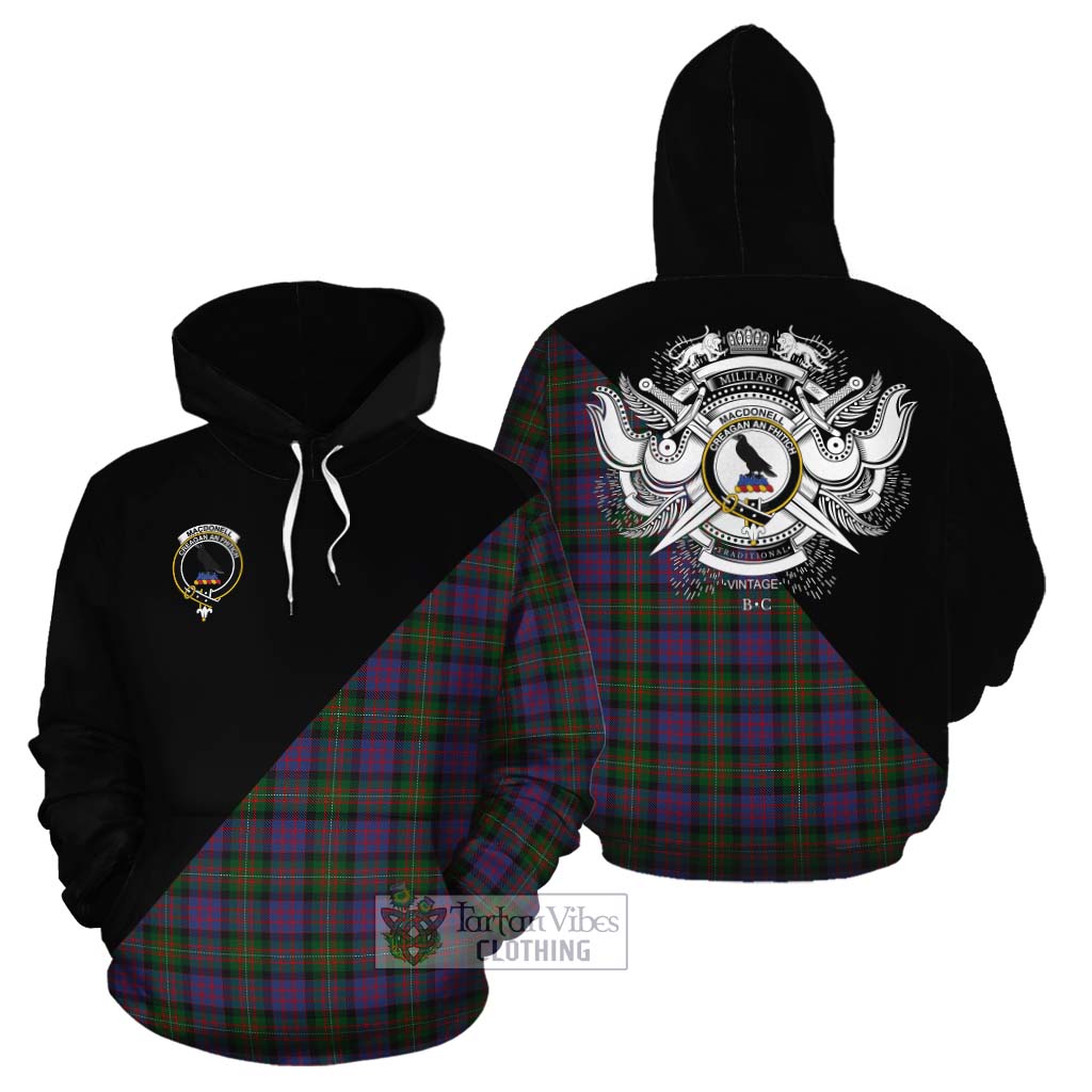 MacDonell (McDonell) Tartan Cotton Hoodie with Family Crest and Military Logo Style Zip Hoodie - Tartan Vibes Clothing
