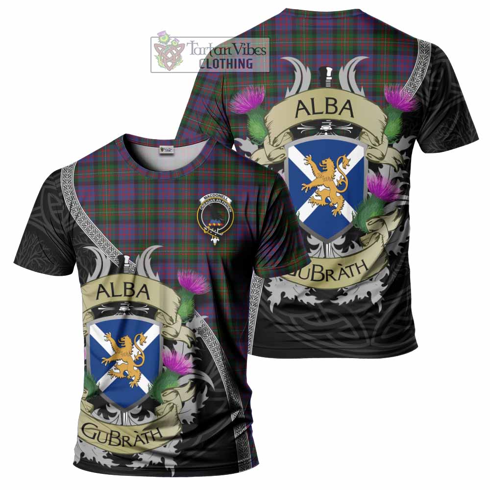 Tartan Vibes Clothing MacDonell (McDonell) Tartan Family Crest T-Shirt Lion Rampant Royal Thistle Shield Celtic Inspired
