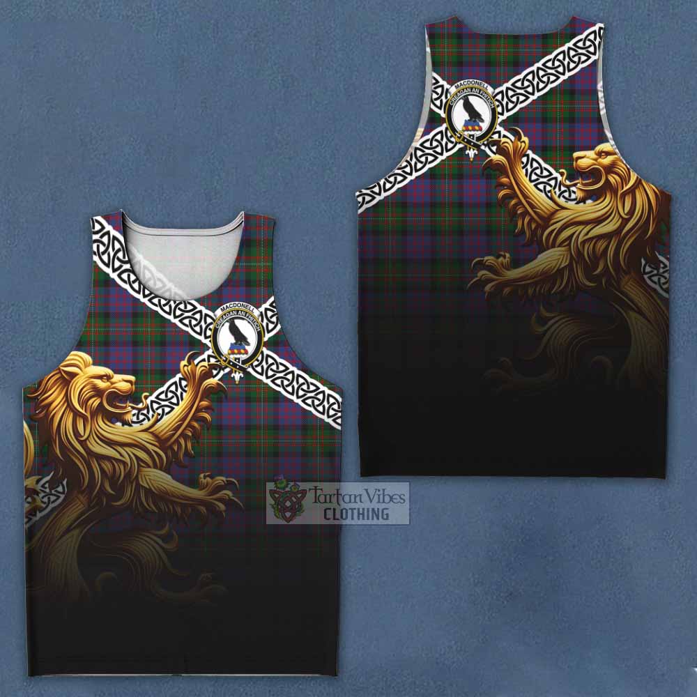 MacDonell (McDonell) Crest Tartan Men's Tank Top with Golden Lion Emblem Celtic Style - Tartan Vibes Clothing