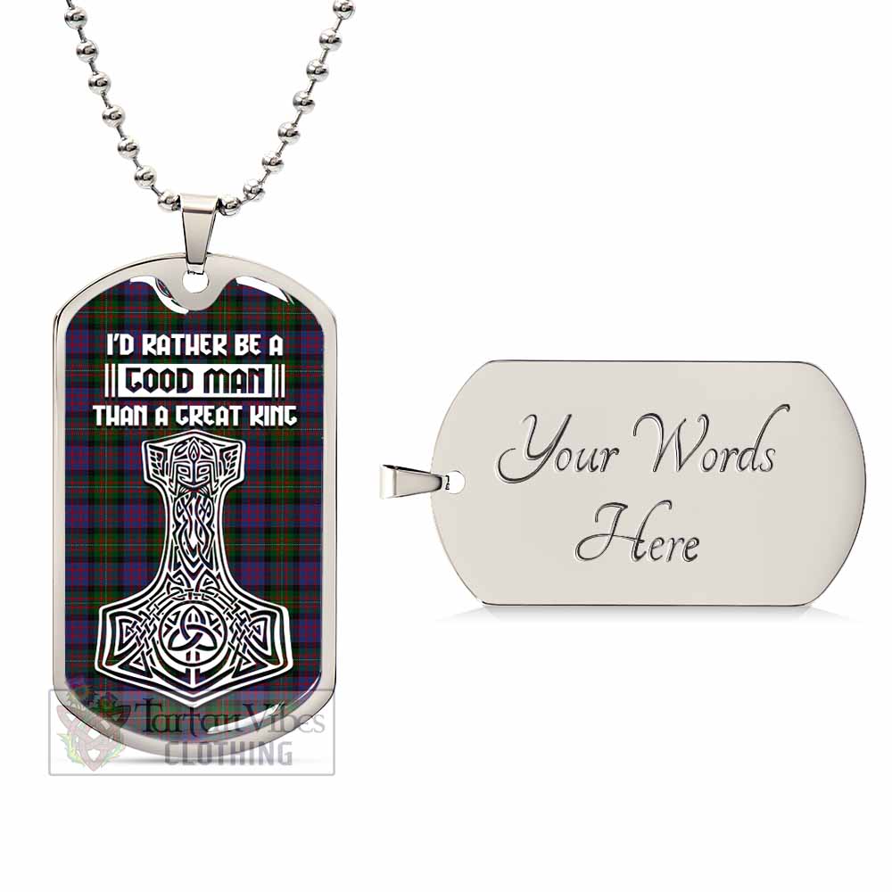 MacDonell (McDonell) Tartan Dog Tag Necklace Viking Mjolnir Style Silver Yes - Tartan Vibes Clothing